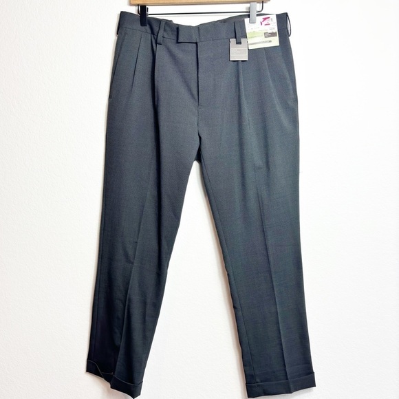 LOUIS RAPHAEL LUXE HIDDEN FLEX DRESS GREY BASKET WEAVE PANTS SIZE 36X 30 NEW